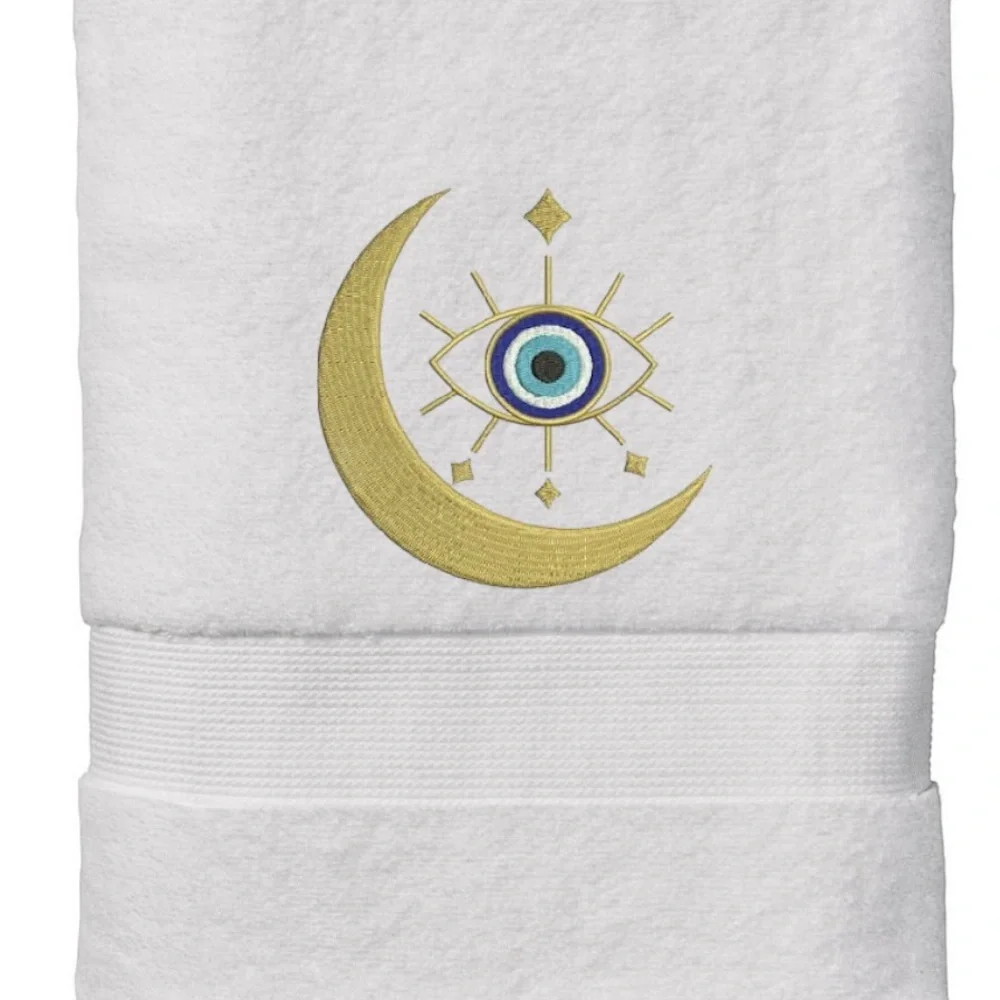 Hand Evil Eye Embroidered Hand towel Pick one New Made to order white